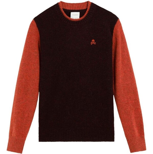 Scalpers Sveter tmavohnedá / oranžovo červená 66078695