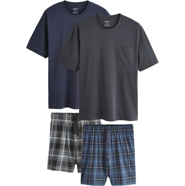 Next Krátke pyžamo námornícka modrá / farby bahna / čierna / šedobiela 66079338