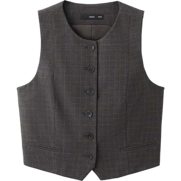 MANGO Vesta k obleku Stuard modrá / hnedá / sivá melírovaná 66079361