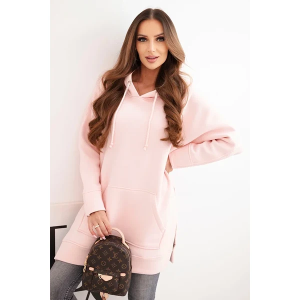 Kesi Zateplená mikina s rozparkami po bokoch pudrová ružová 66079786