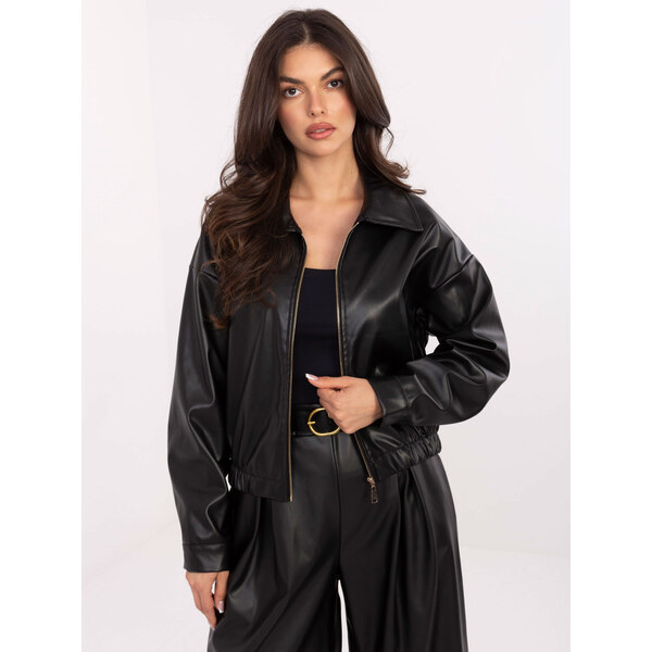 RUE PARIS Čierny dámsky koženkový bomber IT-KR-FL9707.34-black 66157538