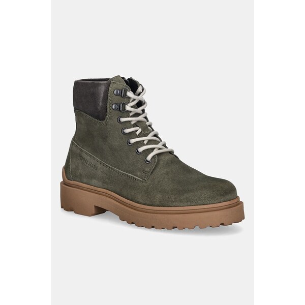 Kožené vysoké topánky Tommy Jeans TJM LACE UP BOOT SUEDE 66083184