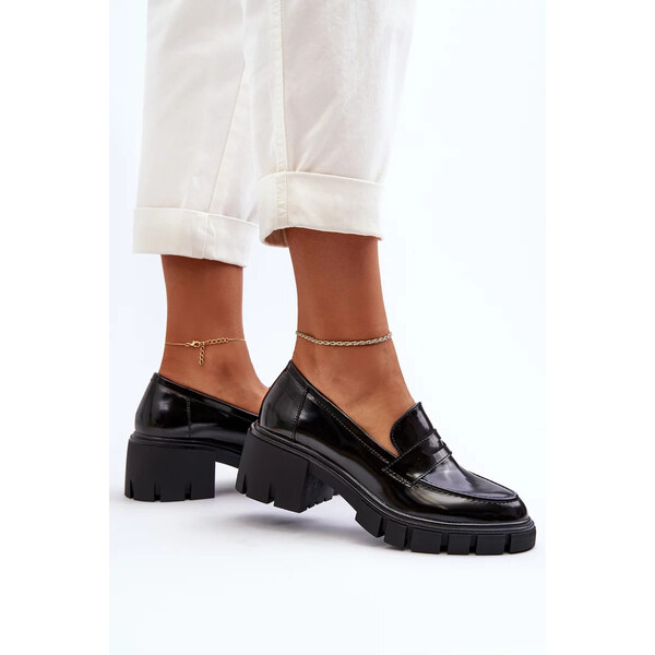 Big Star Shoes Dámske mokasíny s masívnymi podpätkami Big Star Black 51490022