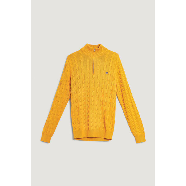 SVETER GANT COTTON CABLE HALF ZIP YELLOW LICHEN 66091409