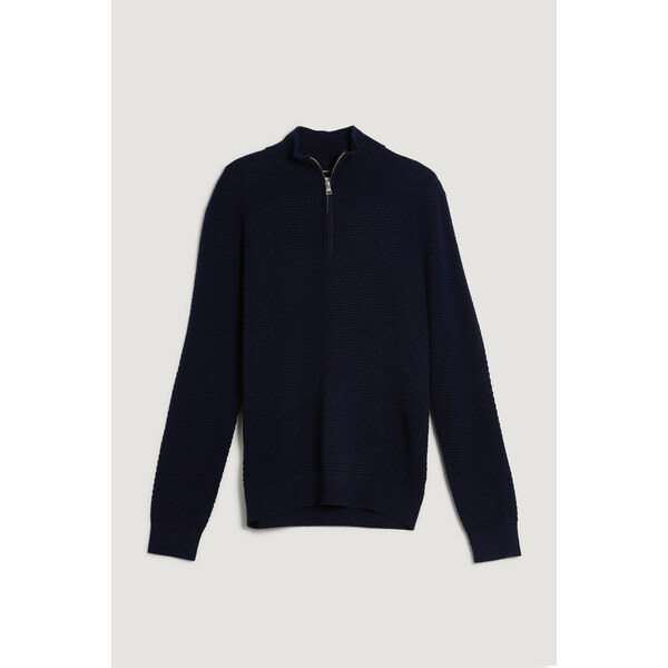 SVETER GANT TEXTURED COTTON MERINO HALF ZIP EVENING BLUE 66091406
