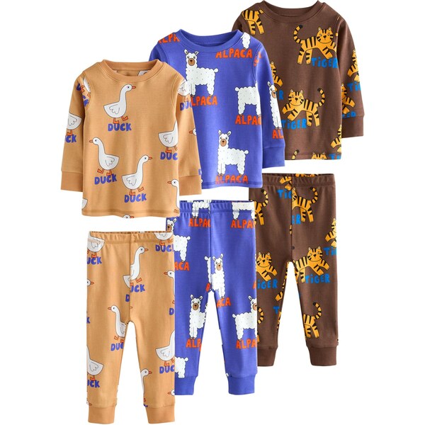 Next Pyžamo tmavobéžová / modrá / hnedá / oranžová / červená / biela 66090939