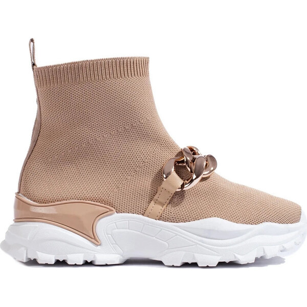 SHELOVET BÉŽOVÉ NAZÚVACIE SNEAKERSY S RETÍZKOM 6360KH 66146294