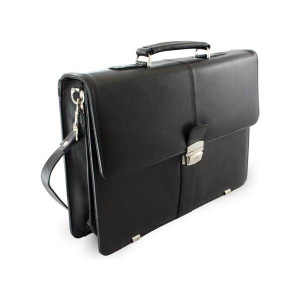 Arwel Čierna kožená aktovka s priehradkou pre notebook | čierna 112 66094682