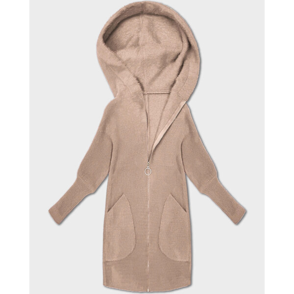 MADE IN ITALY Svetlá béžová bunda z alpaky s kapucňou (19905.1) 66095197