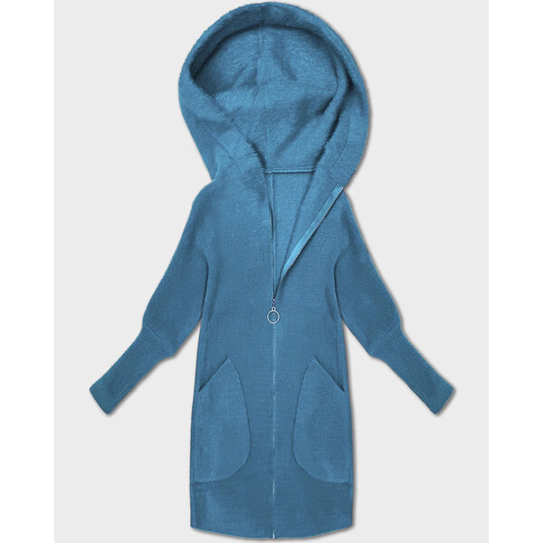 MADE IN ITALY Šedá a svetlomodrá bunda z alpaky s kapucňou (19905.1) 66095200