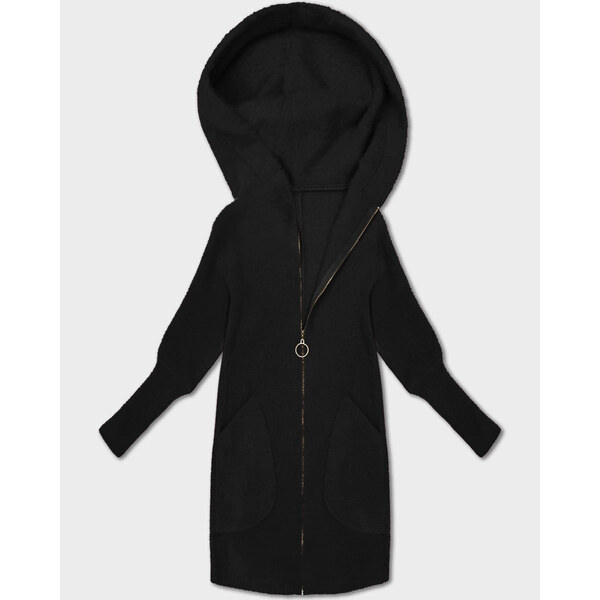 MADE IN ITALY Čierna bunda z alpaky s kapucňou (19905.1) 66095195