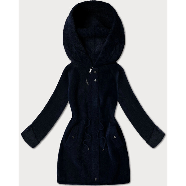 MHM Tmavomodrá bunda z alpakovej vlny s kapucňou (W214#) 66095342