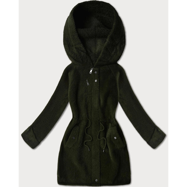 MHM Bunda z vlny alpaka v armádnej farbe s kapucňou (W214#) 66095344