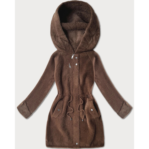 MHM Hnedá bunda z alpakovej vlny s kapucňou (W214#) 66095345