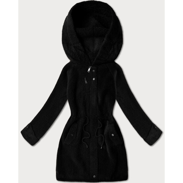 MHM Čierna vlnená bunda z alpaky s kapucňou (W214#) 66095339