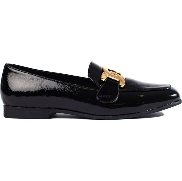 Lakované čierne dámske topánky s retiazkou Shelovet HXL-06B 66147218