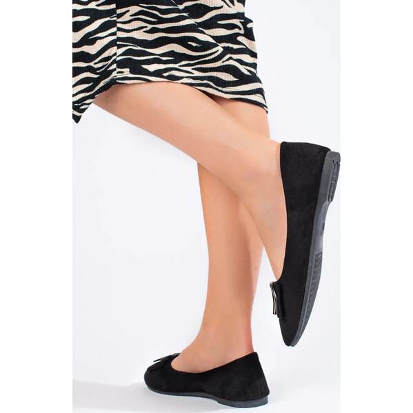 Čierne dámske semišové baleríny s prackou Shelovet TS003B 66147227