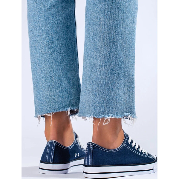 SHELOVET Tmavomodré plátené TENISKY XL03N 66147229