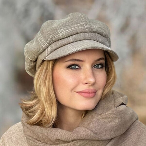 KRUMLOVANKA Dámska zimná čiapka so šiltom - osemdielna bekovka - hnedý 66094965