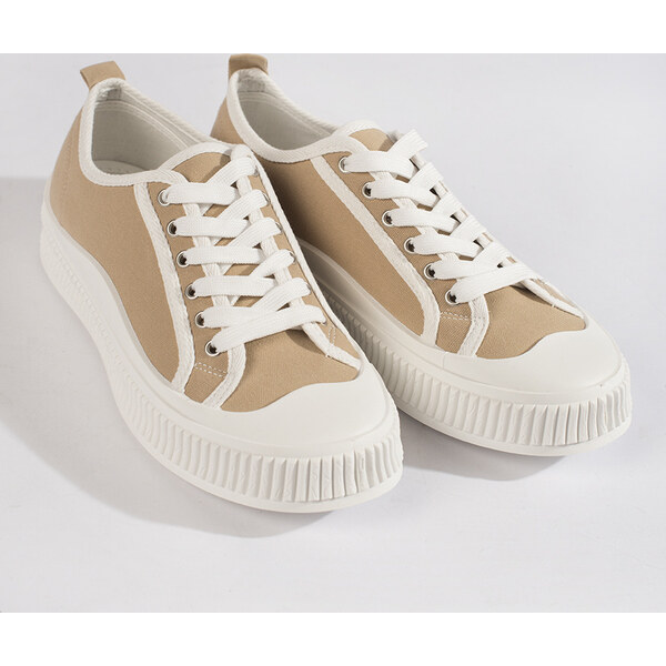 SHELOVET Tmavobéžové plátené tenisky 2667KH 66148305