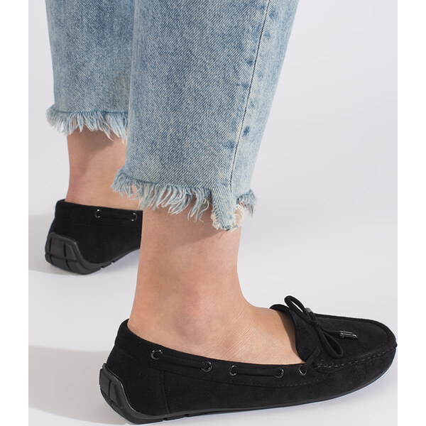 SHELOVET Čierne semišové mokasíny RQ013B 66148308