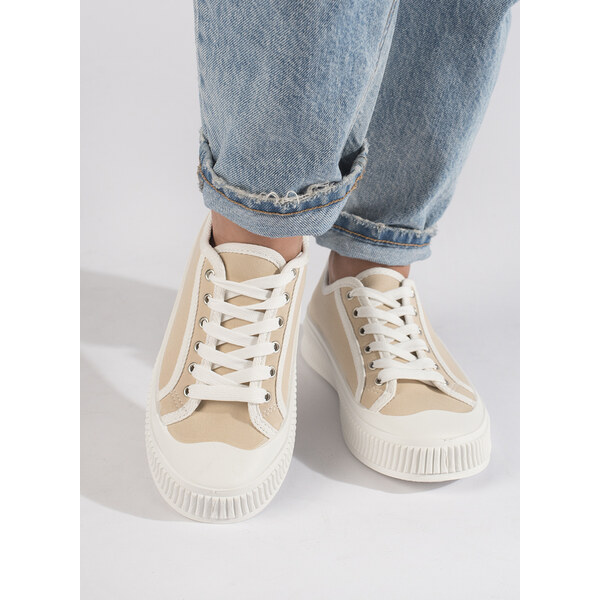 SHELOVET Béžové plátené tenisky 2667BE 66148306