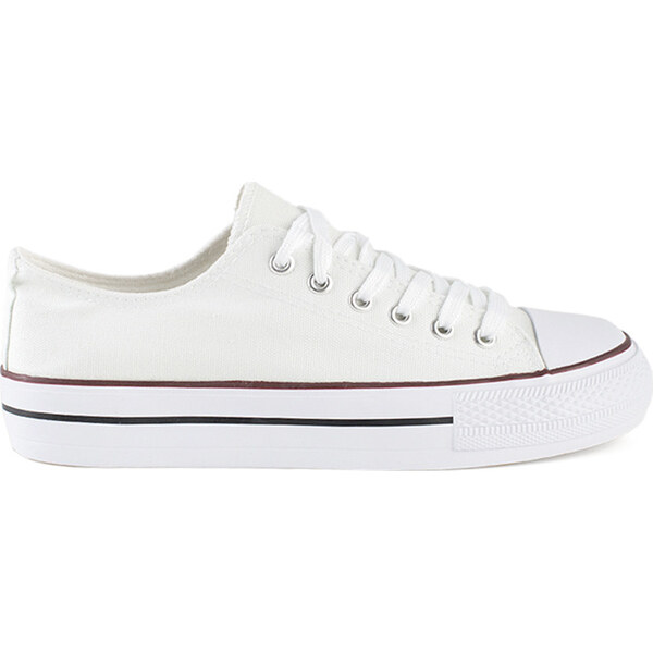 SHELOVET Biele plátené tenisky na platforme XL33W 66148361