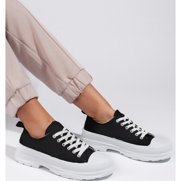 SHELOVET Čierne Klasické plátené tenisky PL6110-1B 66148378