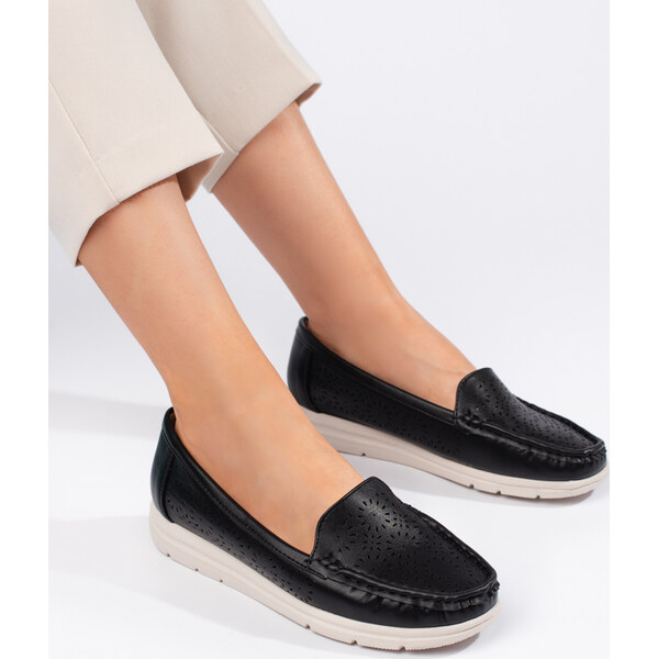 SHELOVET Čierne dierované mokasíny VE02B 66148509