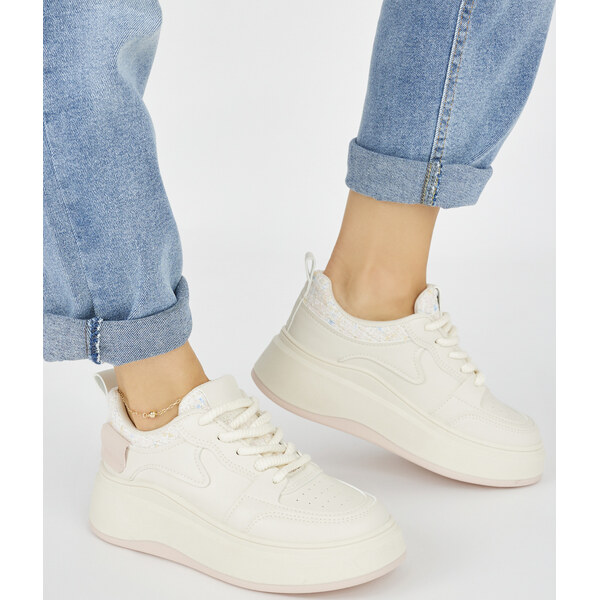 SHELOVET Dámske krémové sneakersy na hrubej podrážke VL233BE/P 66199104