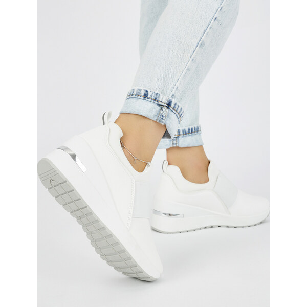 SHELOVET Biele sneakersy dámske na kline NB687W 66148595