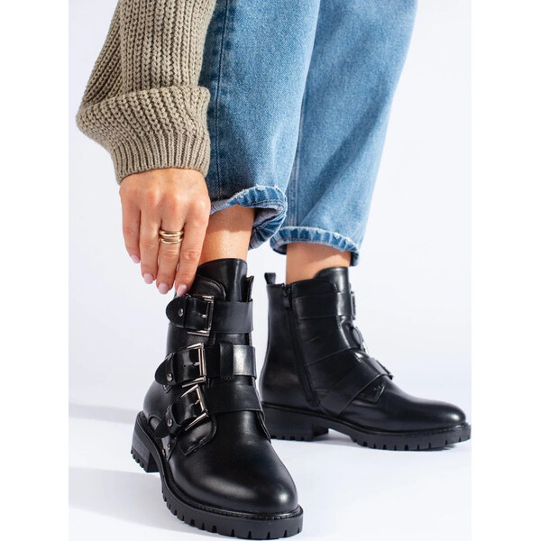 SHELOVET ČIERNE ZATEPLENÉ WORKERY S PREZKAMI C657B 66148718