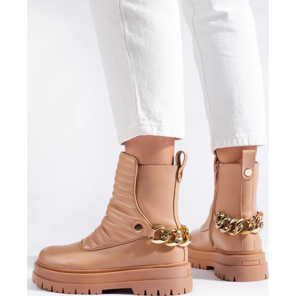 SHELOVET BÉŽOVÉ ŠTÝLOVÉ WORKERY S RETIAZKOU O-8BE 66148711