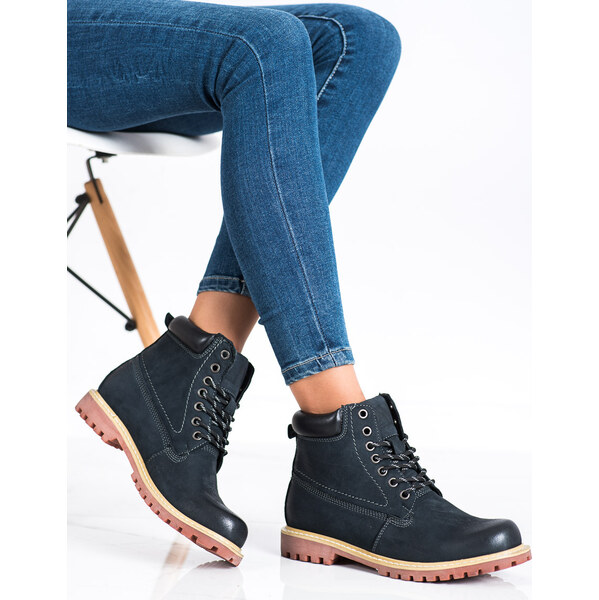 SHELOVET Tmavomodré členkové traperky L171429N 66148719