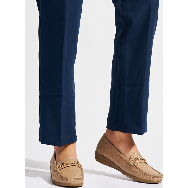 SHELOVET Béžové zdobené mokasíny RQ030KH 66148736