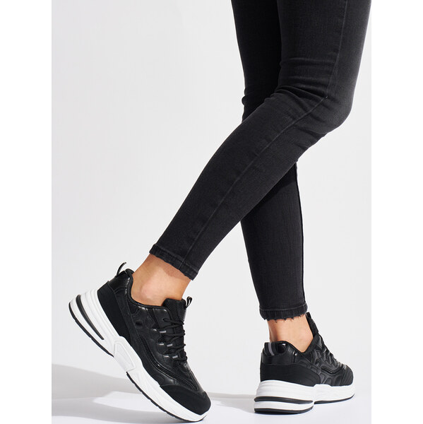 SHELOVET Čierne dámske topánky na hrubej podrážke LG911B 66148745