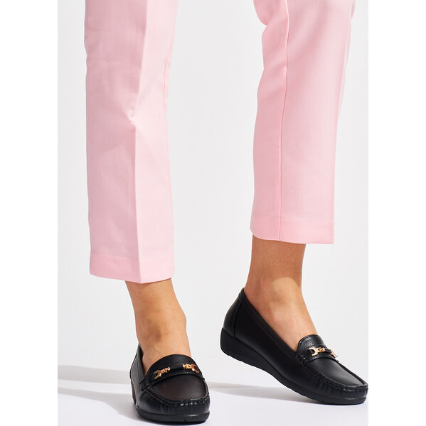 SHELOVET Čierne zdobené mokasíny RQ030B 66148737