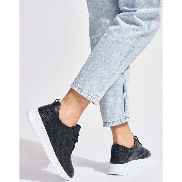 SHELOVET Dierované čierne poltopánky Sergio Leone SP011B/W 66148773