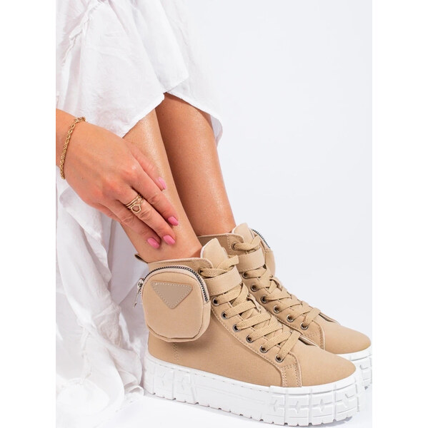 SHELOVET HNEDÉ KOTNÍKOVÉ TENISKY NA PLATFORME S KAPSIČKOU HR-30KH 66148794