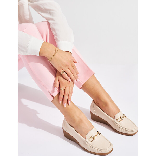 SHELOVET Svetlobéžové dámske mokasíny s prackou Z12-XX7919-03BE 66148796