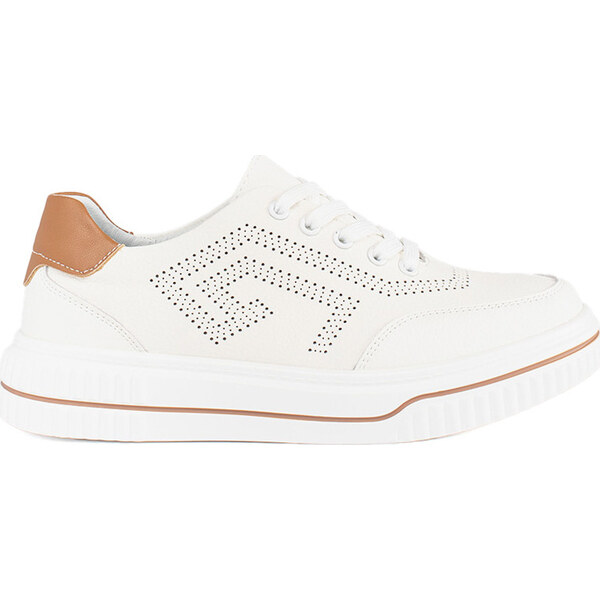 SHELOVET Biele kožené dierkované tenisky GD-SW4002W/BR 66148790