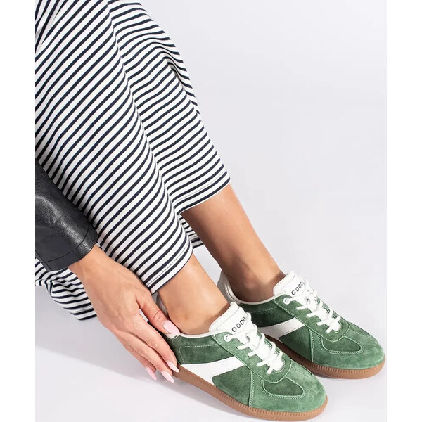 SHELOVET Tmavozelené kožené dámske sneakersy GD-XF-148GR/W 66148811