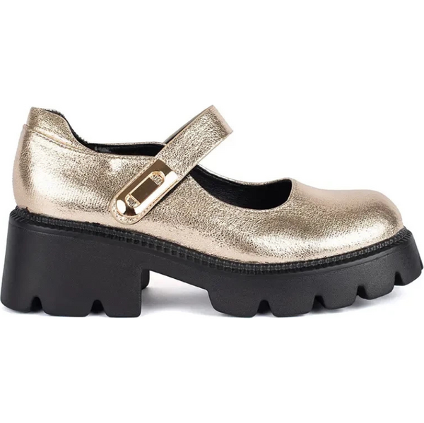 SHELOVET Zlaté Mary Jane dámske poltopánky na platforme GD-FL6056GO 66148813