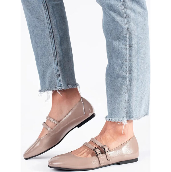 SHELOVET Béžové lakované baleríny so zapínaním GD-XR-393KH 66148836