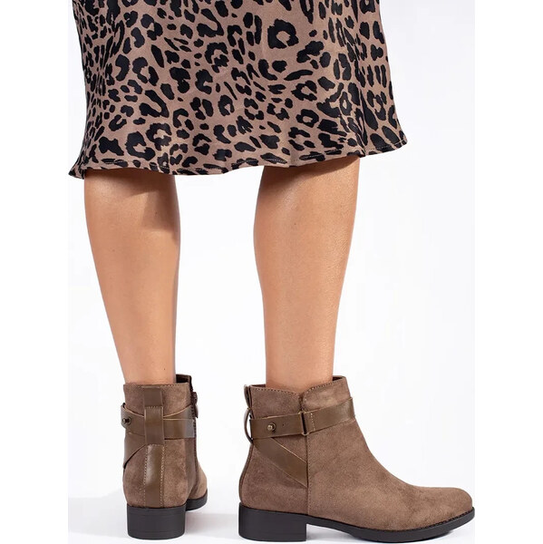 SHELOVET Hnedé dámske členkové topánky, podpätok 3 cm 1886KH 66148844