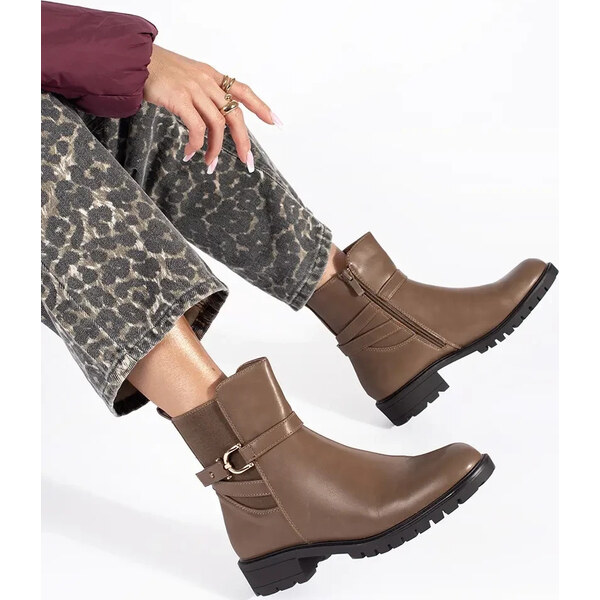 SHELOVET Hnedé vyššie členkové dámske topánky, podpätok 3,5 cm YL162KH 66148847