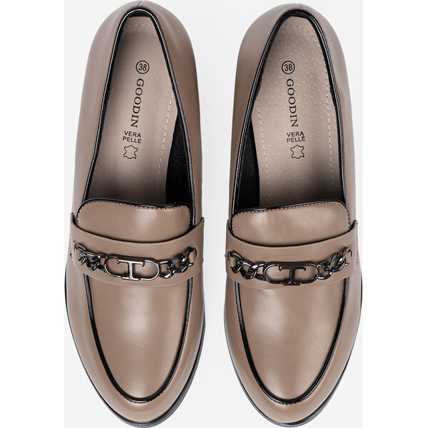 SHELOVET Béžové lakované dámske poltopánky na podpätku GD-FL470TA 66149318