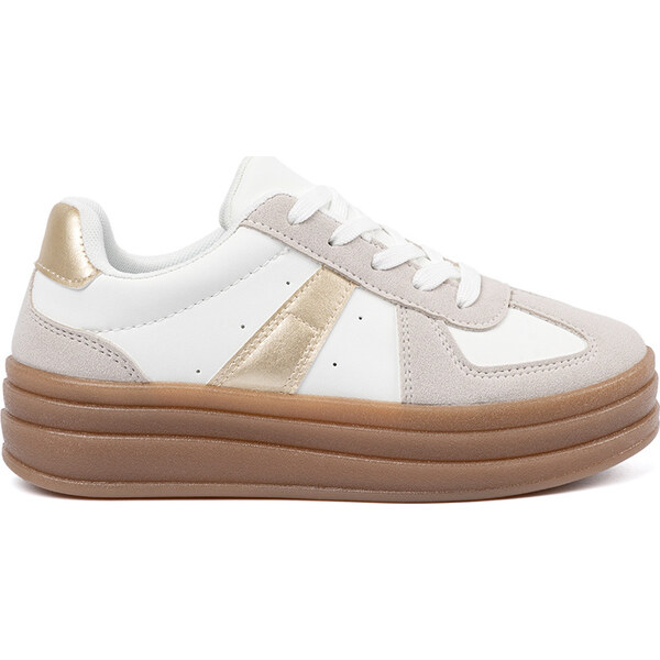 SHELOVET Bielo-sivé dámske sneakersy so zlatými vsadkami X3032W 66149754