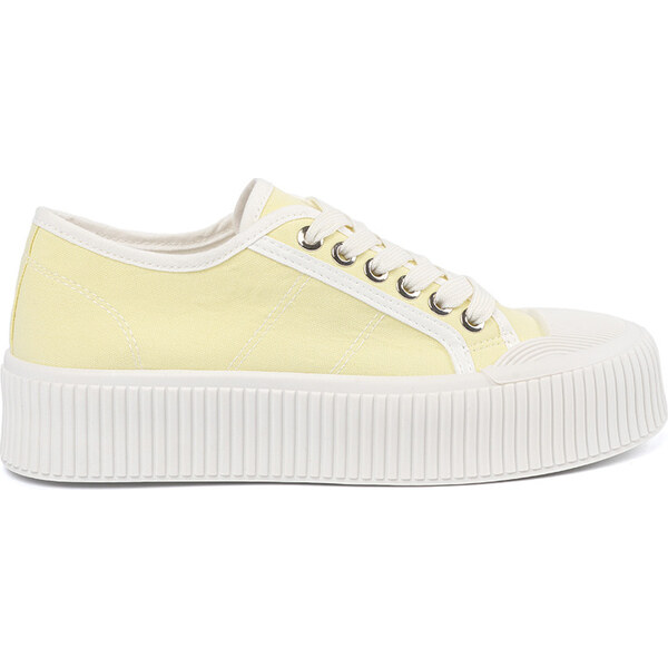 SHELOVET Svetložlté dámske šnurovacie tenisky na hrubej podrážke 66149769