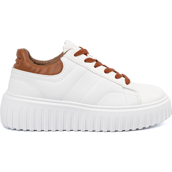 SHELOVET Biele dámske tenisky na platforme s hnedými detailmi YY-111BR 66149773